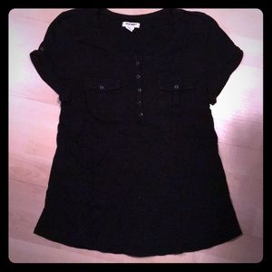 Old Navy Black Henley Top